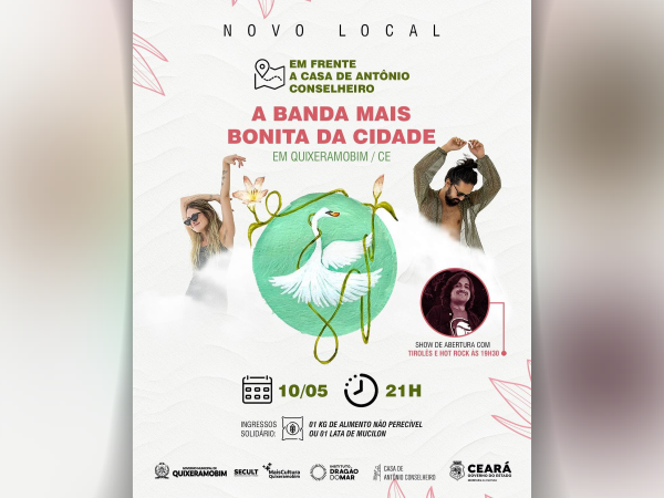 Quixeramopbim recebe show da Banda Mais Bonita da Cidade em parceria com a Casa de Antônio Conselheiro