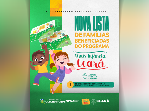 Confira a lista de convocação desta semana para o programa Mais Infância Ceará