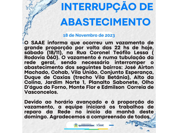 Informativo SAAE - 18/11/2023
