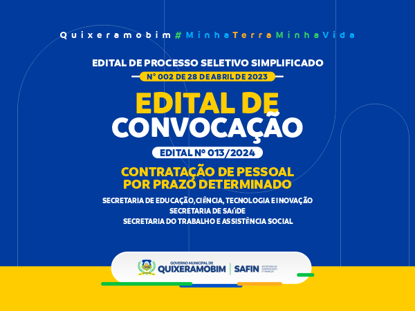 Edital de Convocação Nº 013/2024 do Processo Seletivo Nº 002/2023