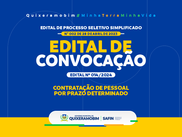 Edital de Convocação Nº 014/2024 do Processo Seletivo Nº 002/2023